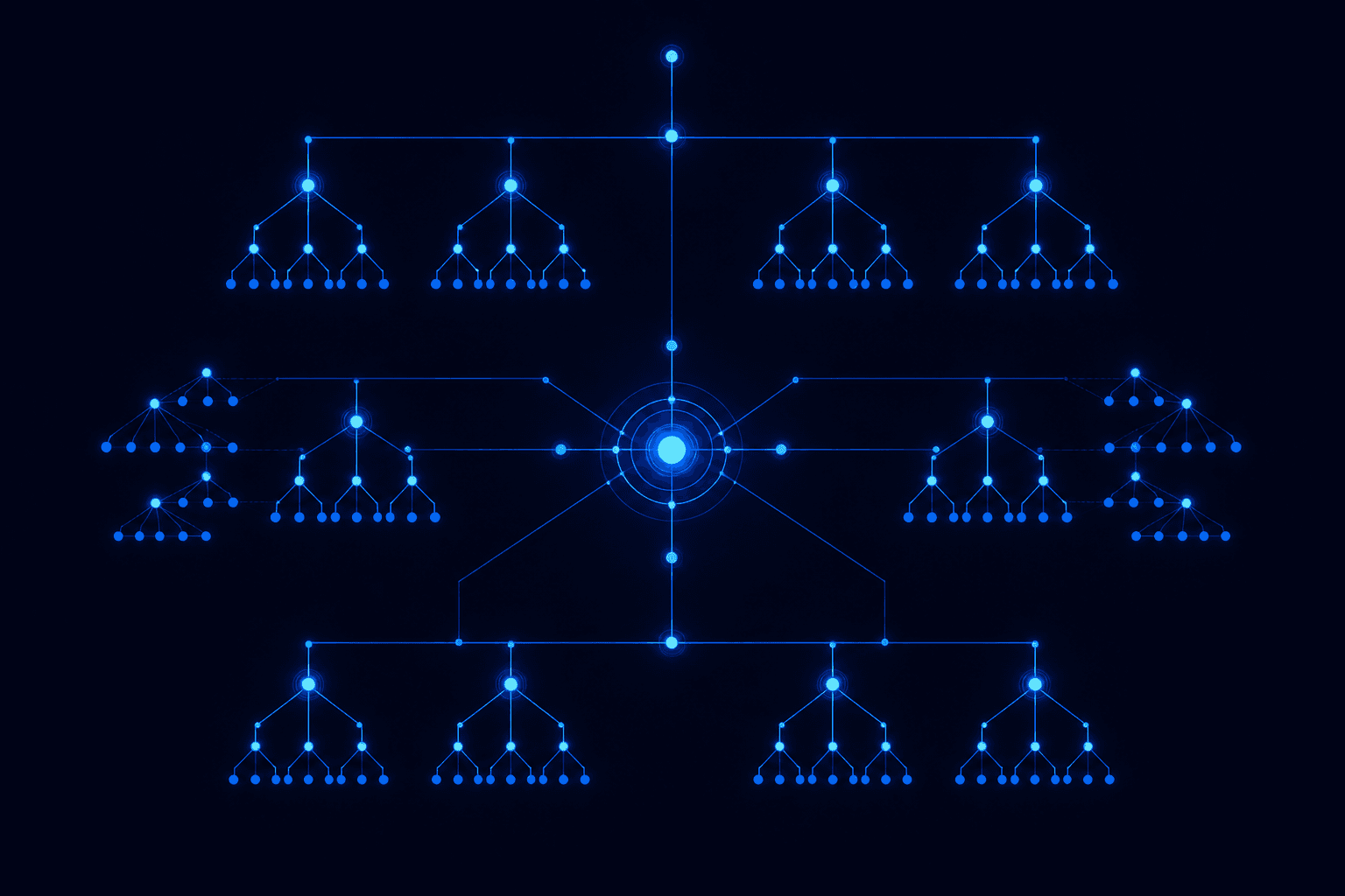 Structured network diagram showing governed relationships between assets and ownership entities